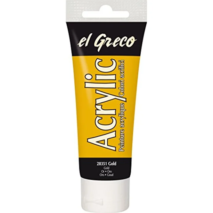 Kreul El Greco Acrylic, 75 ml Tube in Gold, hochpigmentierte Acrylfarbe für pastose Malerei, buttrig vermalbar, lichtbeständig und glänzend trocknend – Bild 1