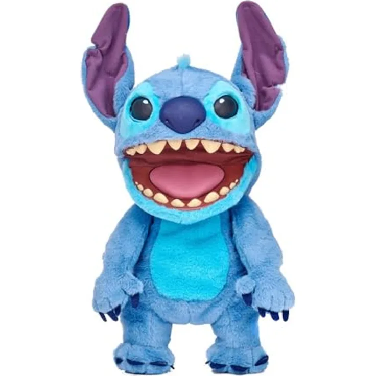 Famosa Disney Stitch Puppetronic, elektronisches Plüschtier mit über 100 Aktionen und Geräuschen, 45 cm, blau