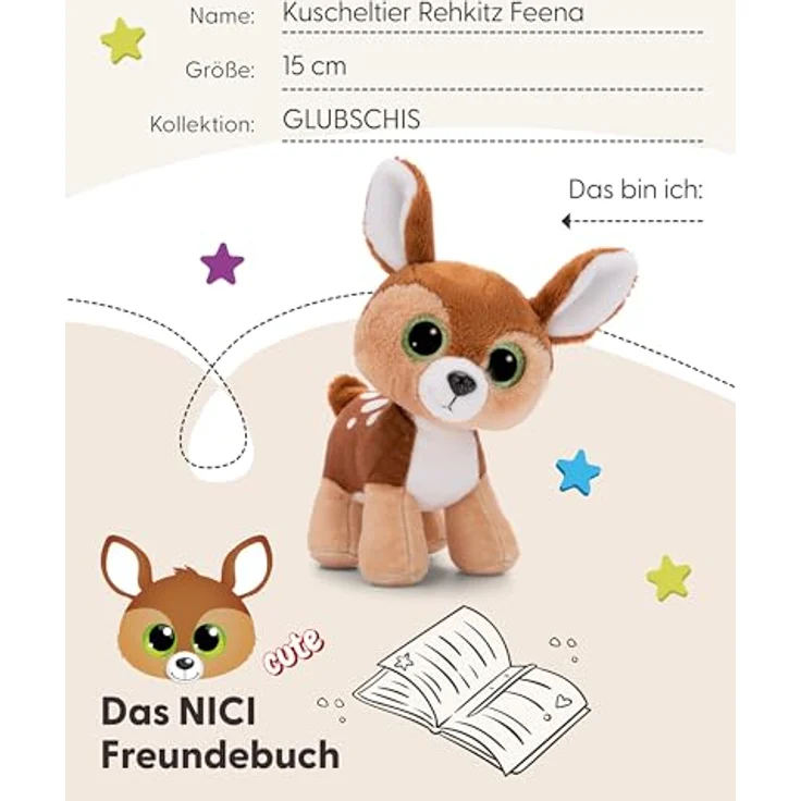 NICI 49399 Kuscheltier GLUBSCHIS Feena 15cm braun - Stofftier aus weichem Plüsch, niedliches Plüschtier zum Kuscheln und Spielen, für Kinder & Erwachsene, tolle Geschenkidee – Bild 5