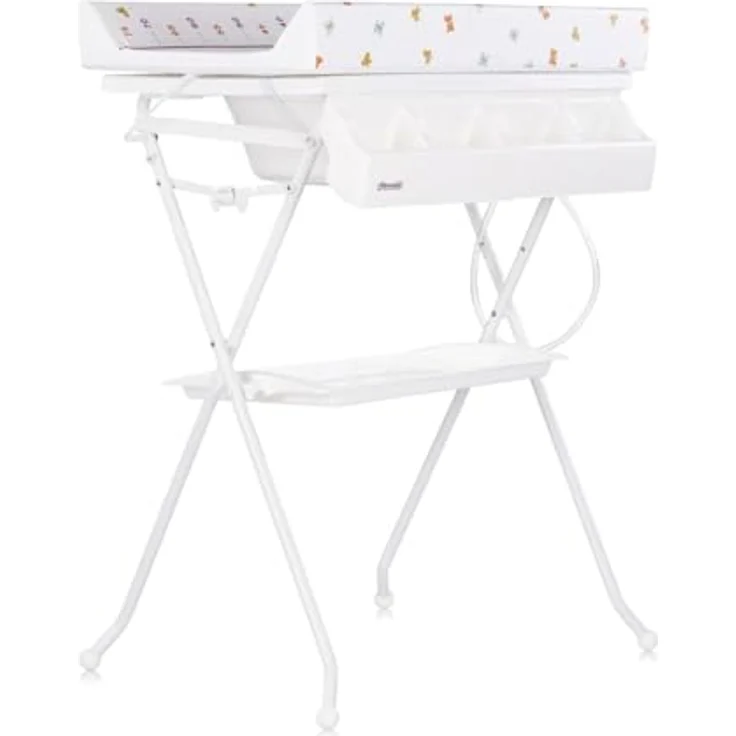 Chipolino Babywanne Wickeltisch 2 in 1 Aqua, klappbar mit Zubehörfach, rutschfeste Gummistopper, bunte Farben – Bild 1