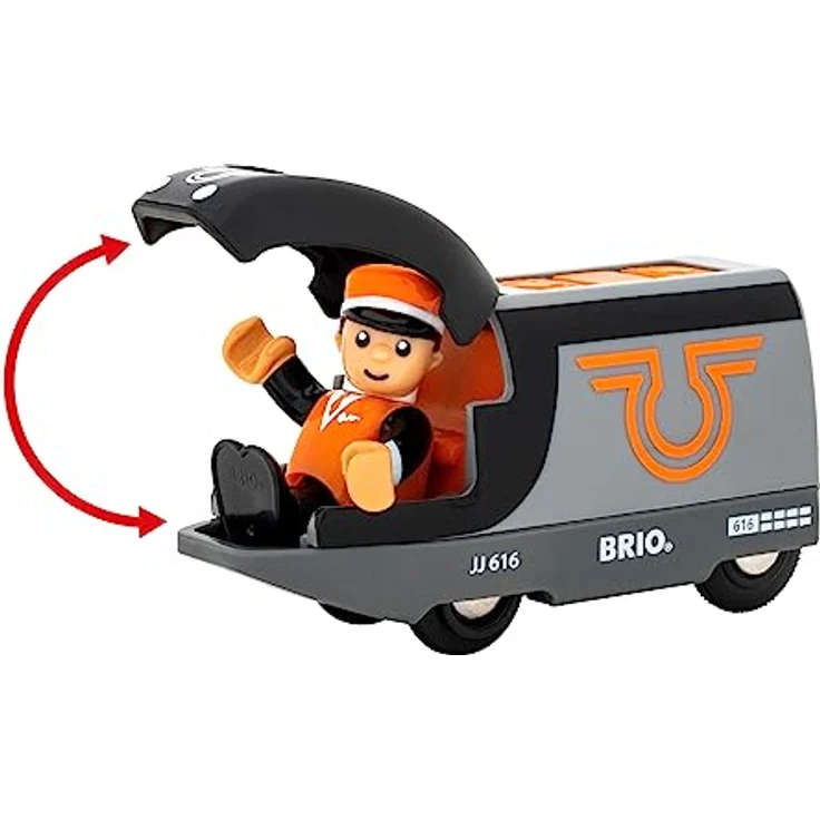 BRIO® Spielzeug-Eisenbahn BRIO® WORLD, Batteriebetriebener orange-schwarzer Reisezug mit Steuerung auf dem Dach – Bild 4