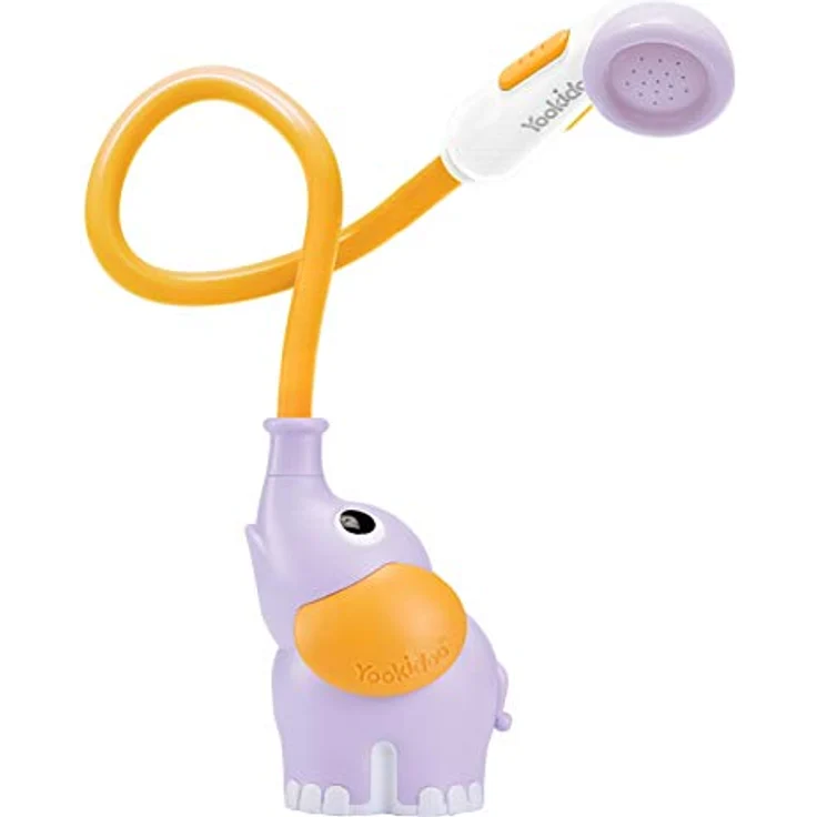 Yookidoo Duschkopf für Baby-Badewanne, Elefanten-Wasserpumpe mit sanftem Wasserstrahl, lila – Bild 1