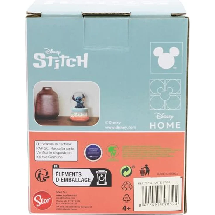 STOR Stitch Glas Schneekugel, Mehrfarbig, 9.5 × 7 × 7 cm in stabiler Geschenkbox – Bild 3