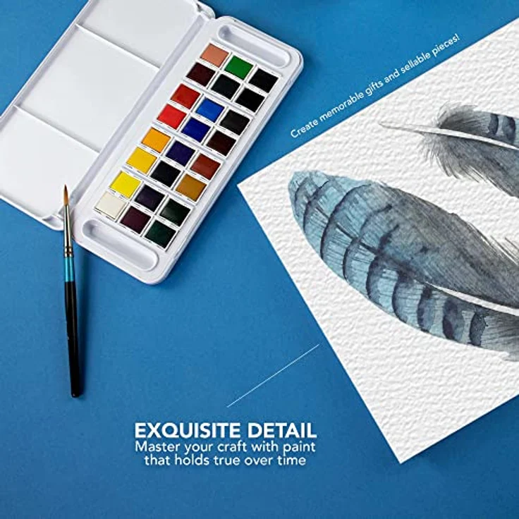 Daler-Rowney Aquafine Aquarell Travel Set, 24 Halbnäpfchen, transparente Farben im kompakten Kunststoffkoffer, lichtecht – Bild 5
