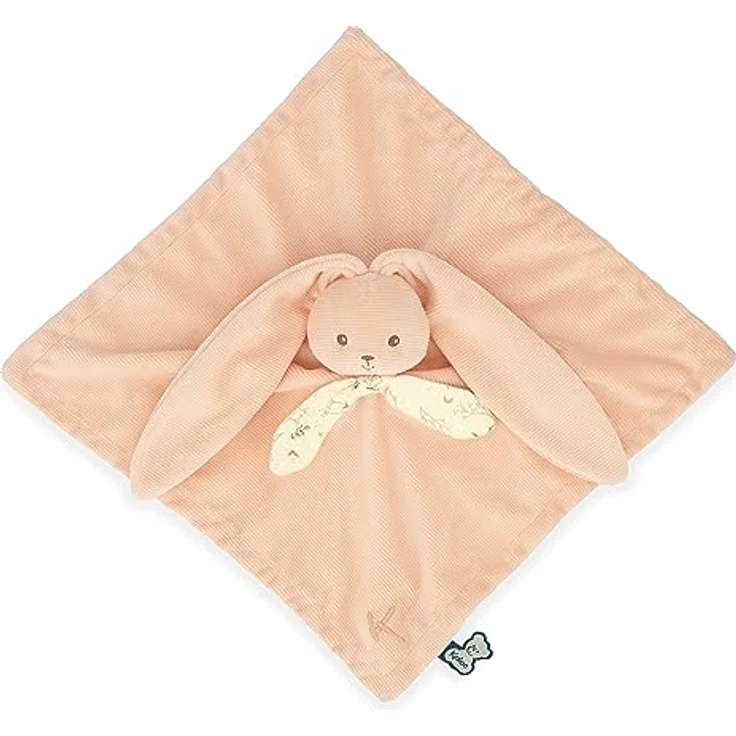 KALOO Lapinoo Pfirsichfarbenes Hasen-Kuscheltuch, quadratisch 30 x 30 cm, aus Viskose und Cord, sehr weich, Geschenkbox, ab Geburt, K218017 – Bild 2