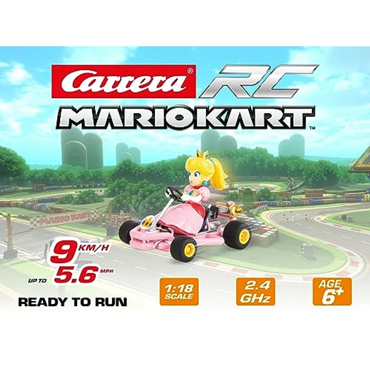 Carrera RC I Mario Kart I Pipe Kart Peach 24GHz Original LizenzIKart für spannende Rennen I Langlebige robuste Konstruktion I Höchstgeschwindigkeit 9 km/h I Tolles Geschenk für alle Mario KartIFans – Bild 1