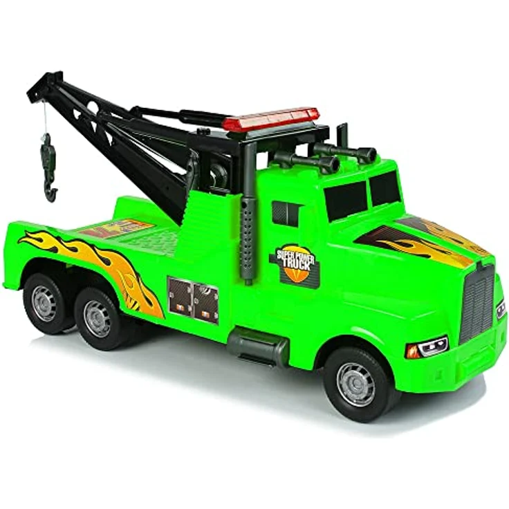 Lean Toys Roadside Assistance Traktor 1:10, Pannenhilfe-Spielzeug mit Kran und Abschleppseil, grün – Bild 3