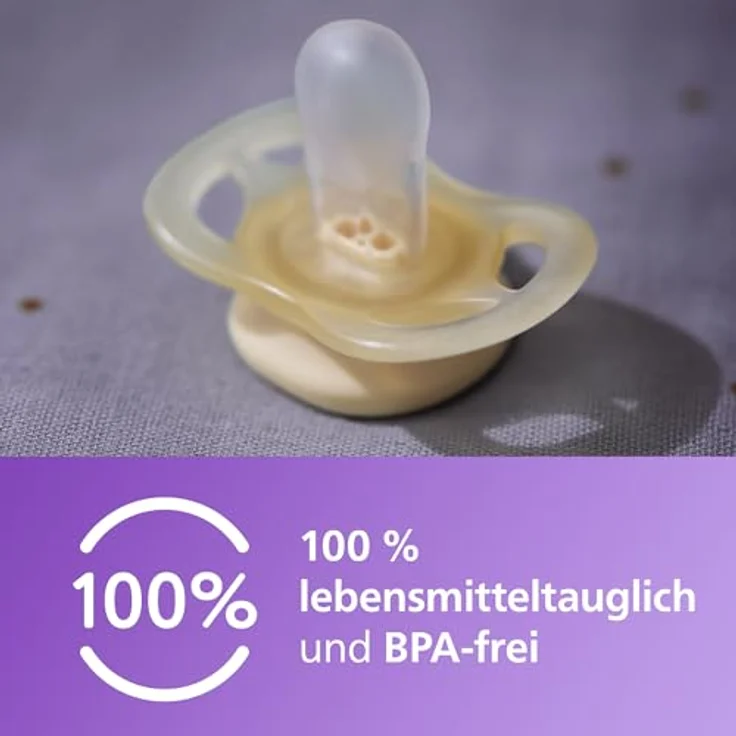 Philips AVENT Ultra Start Schnuller, kiefergerecht, BPA-frei, für Neugeborene, Doppelpack lila/orange, mit Sterilisationsbehälter, Modell SCF075/03 – Bild 5
