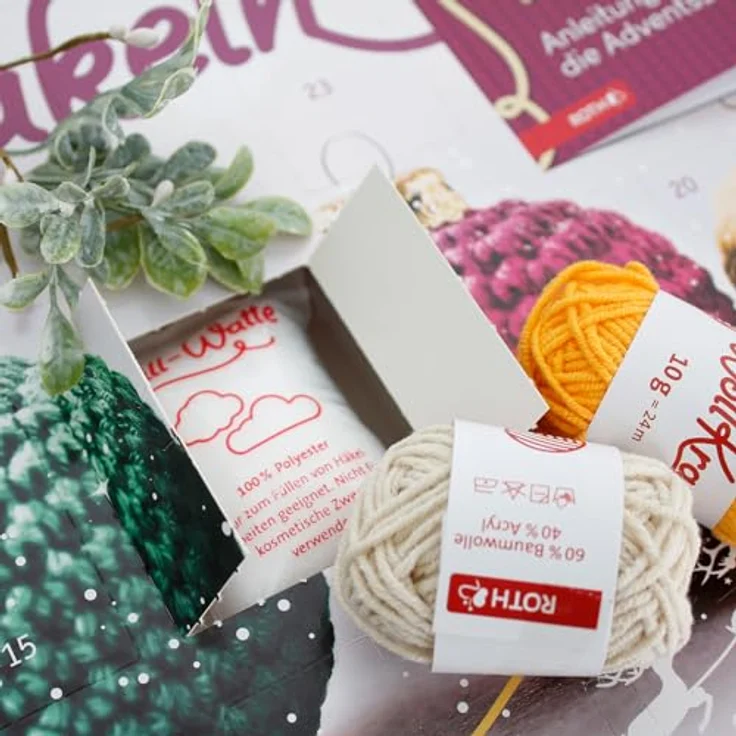 Roth Adventskalender WollKram, mit Garnknäule, Häkelnadel und Füllmaterial, für Erwachsene – Bild 7