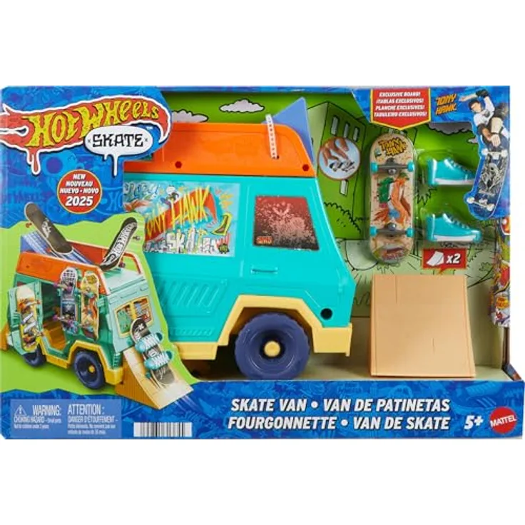 Hot Wheels Skate Skatervan, Spielset mit 2 Rampen, 2 Grind-Rails und exklusivem Fingerboard