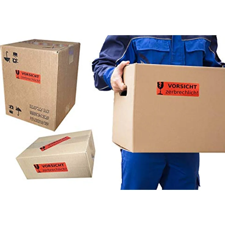 varivendo 50 Stück Aufkleber Etikett Vorsicht Zerbrechlich, selbstklebende Versandetiketten, 114 x 36 mm, leuchtend rot – Bild 3