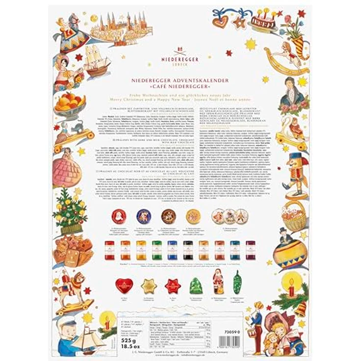 Niederegger Adventskalender Café Niederegger, 31 Türchen mit Marzipan- und Nougat-Spezialitäten, 525g – Bild 2