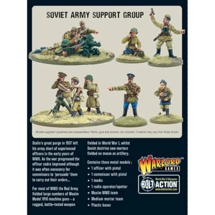 Warlord Games Bolt Action 2 Soviet Army Support Group (HQ, Mortar & MMG), Brettspiel für strategische Militärsimulation – Bild 2