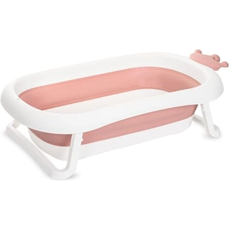 Lorelli Babybadewanne Royal 83 cm faltbar, Kanalabdeckung, stabile Beine, rosa – Bild 2