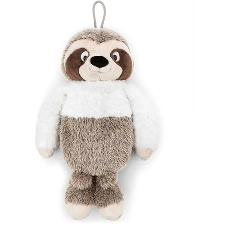 Nici Wärmflasche Winter, Faultier Izzy Icetumbler, 300 ml, 34 cm, 2in1 Kuscheltier & Wärmflasche, braun-weiß, aus recyceltem Material
