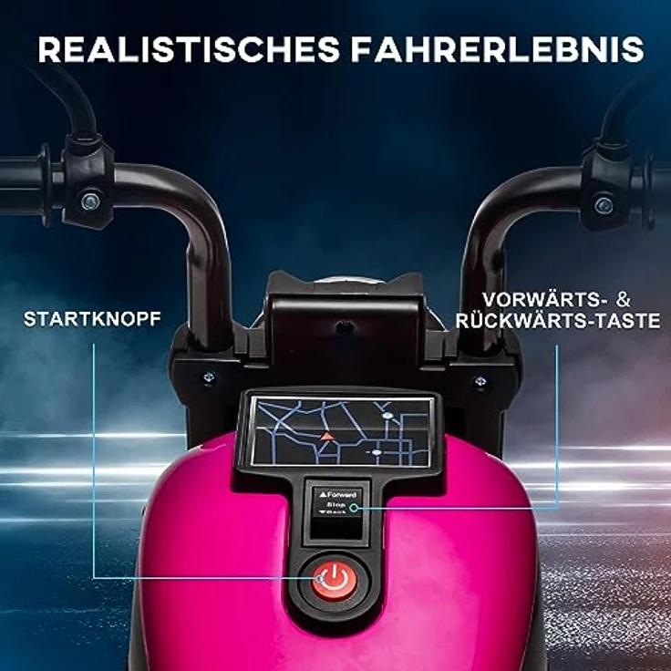 HOMCOM Elektro-Kindermotorrad Kinderfahrzeug mit abnehmbaren Stützrädern, Rosa, Belastbarkeit 25 kg, 76L x 42B x 57H cm – Bild 3
