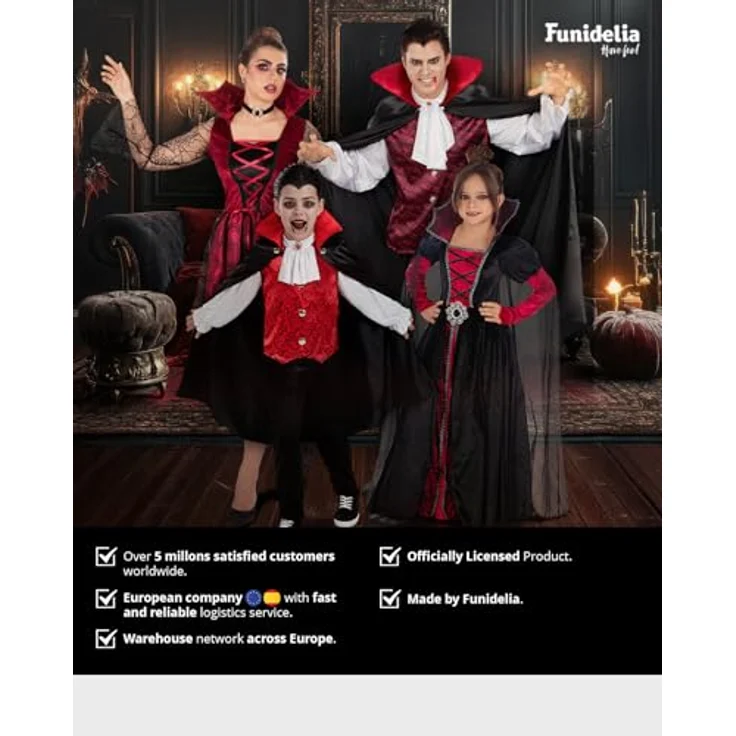Funidelia Deluxe Vampirin Kostüm für Mädchen, Granatfarbenes Kleid für Karneval, Halloween und Partys, Größe 7-9 Jahre – Bild 5