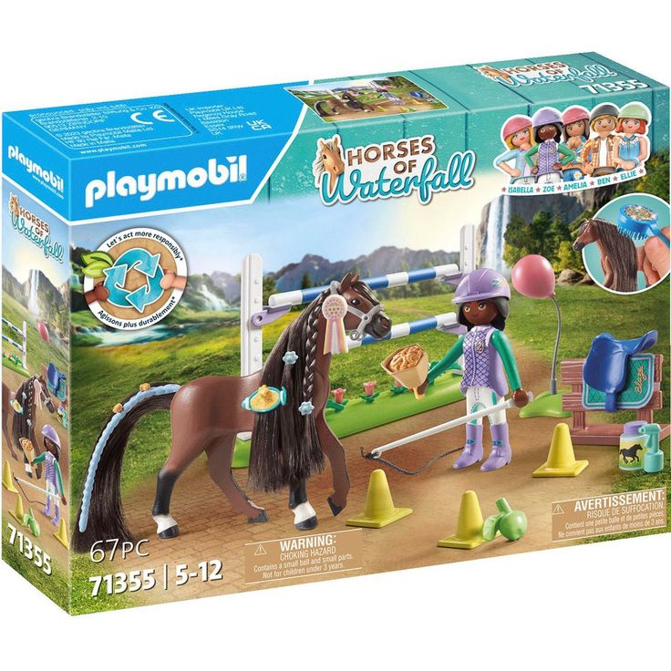 Playmobil® Konstruktions-Spielset Zoe & Blaze mit Turnierparcours (71355), Horses of Waterfall, (67 St), teilweise aus recyceltem Material