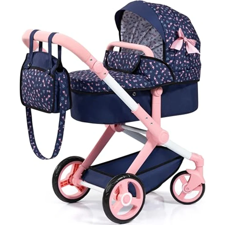 Bayer Design Puppenwagen Xeo, höhenverstellbar und wandelbar, mit Tasche und schwenkbaren Vorderrädern, geeignet für Puppen bis 46 cm – Bild 1