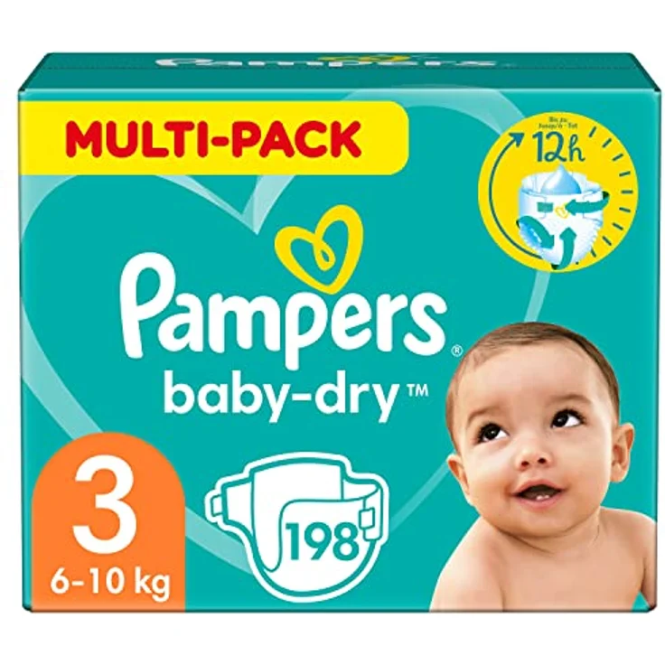 Pampers - Baby-Dry Windeln, Gr.3 Monatsbox, 1er Pack (1 x 198 Stück) – Bild 2