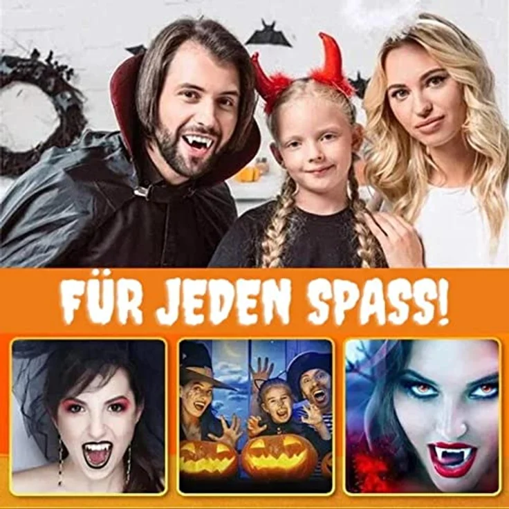 Einziehbare Vampirzähne Halloweenzähne Halloween Zahnersatz«, automatische ausfahrbare Zähne Zombie Cosplay – Bild 4