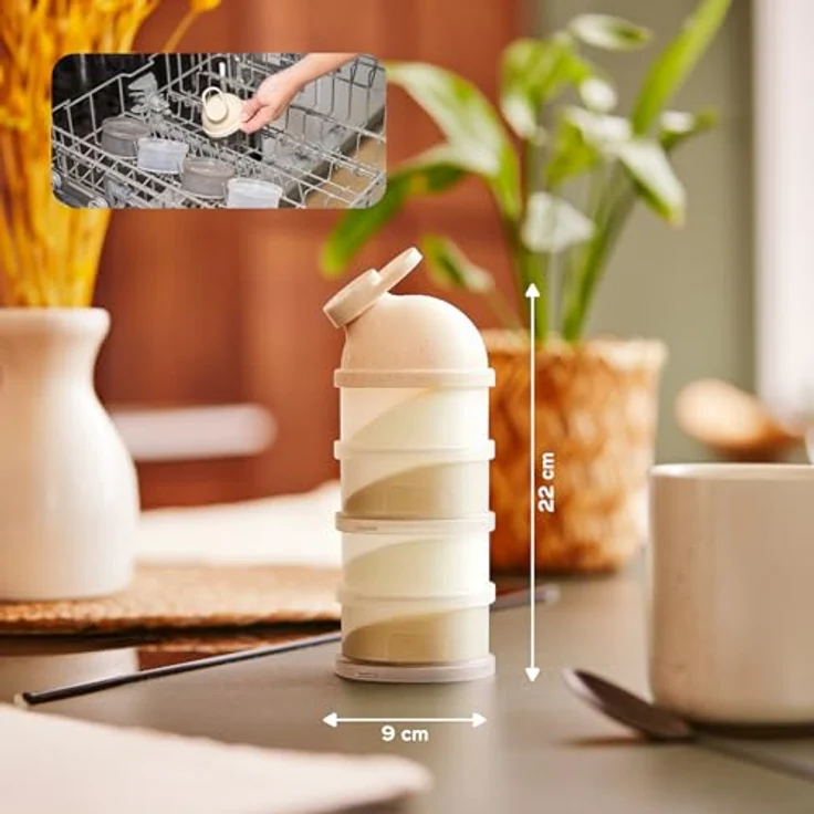 Babymoov Babynahrungsbehälter, Milchpulver-Portionierer mit 4 luftdichten Fächern, ergonomischem Ausguss, transparent und spülmaschinenfest – Bild 7