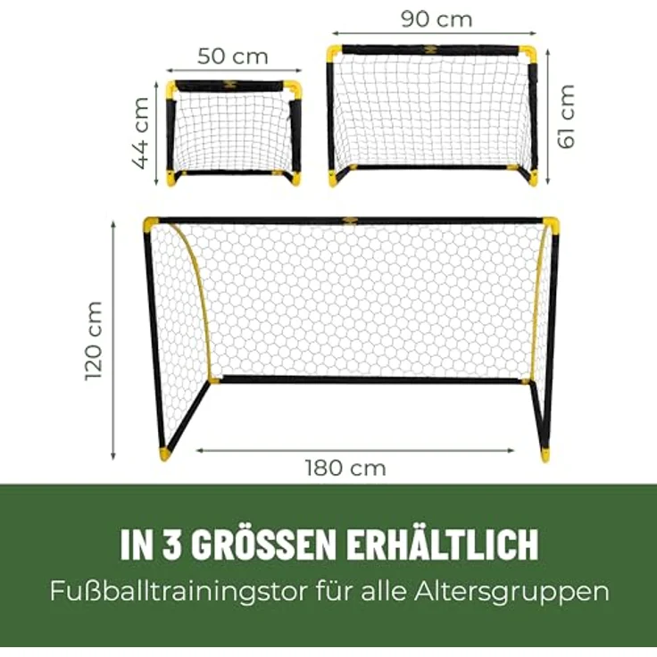 UMBRO Fußballtor 180 x 91 x 120 cm - Faltbares Trainingszubehör für Kinder und Erwachsene - Schwarz/Gelb – Bild 3