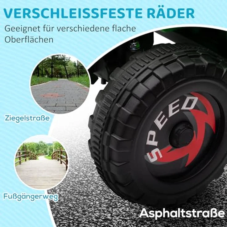HOMCOM 6V Elektro Kinderquad, Mini Elektroquad für Kinder 1,5-3 Jahre, 2,5 km/h mit Vorwärts- und Rückwärtsfunktion, Grün – Bild 3