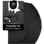 OfficeTree 100 x Tonpapier Schwarz A4 130g - Bastelpapier - Tonzeichenpapier zum Basteln & Malen & Drucken