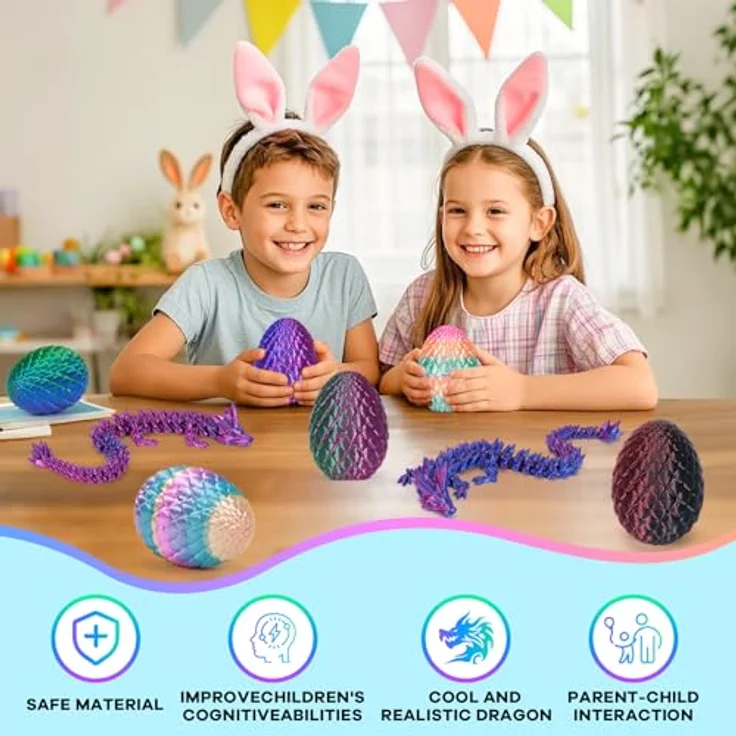 HIMS 3D Gedrucktes Drachenei mit beweglichem Kristalldrache, 11 cm hoch, umweltfreundlich und farbecht, für Heim und Büro – Bild 5
