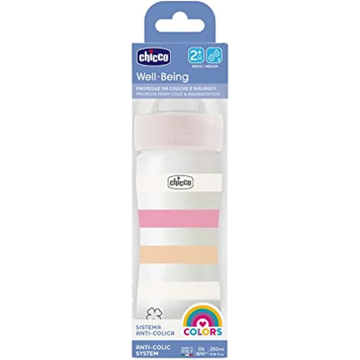 CHICCO BABYFLÄSCHCHEN WELL-BEING, 250ML, MITTLERER FLUSS, 2M+ SILIKON, WEISS – Bild 3