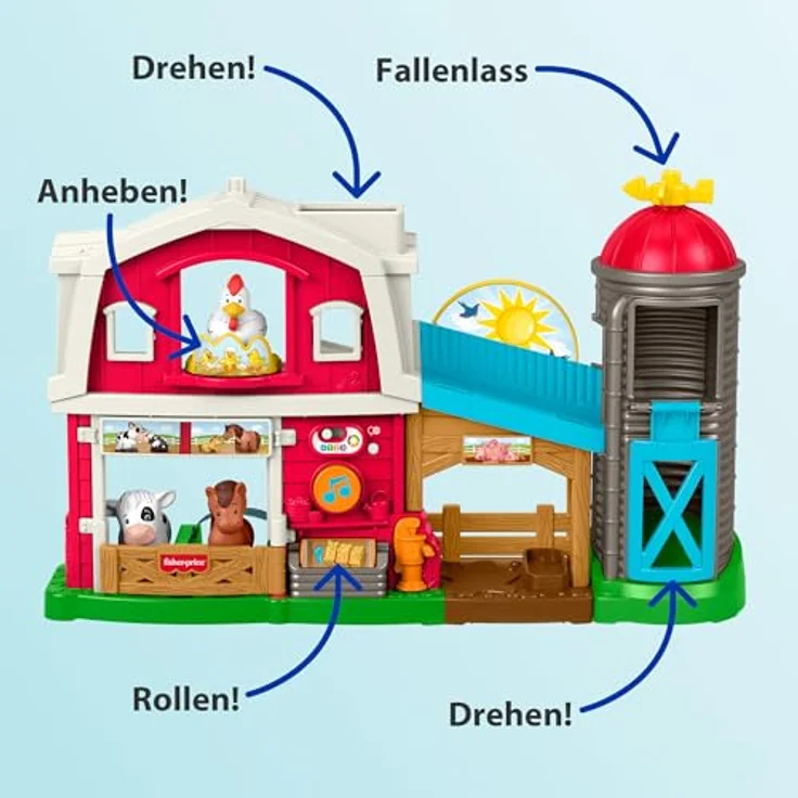 Fisher-Price® Little People Bauernhof Lernspielzeug mit Sound, interaktives Spielset, 50+ Lieder, mehrsprachig (D, F, E, I, DU) – Bild 6