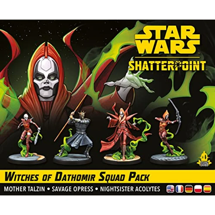 Atomic Mass Games Star Wars: Shatterpoint - Witches of Dathomir Squad Pack, Erweiterung mit 4 unbemalten Miniaturen und 9 Karten (Befehle, Kampfstile, Werte) – Bild 2