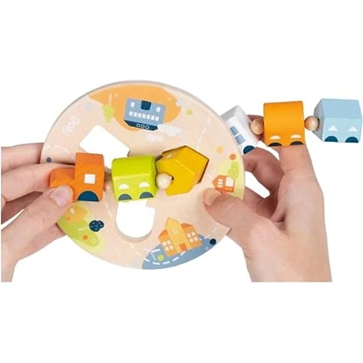 Goki Fädelzug Lokomotive mit 5 verschiedenen Waggons, 3D-Puzzle Spielzeugeisenbahn – Bild 3