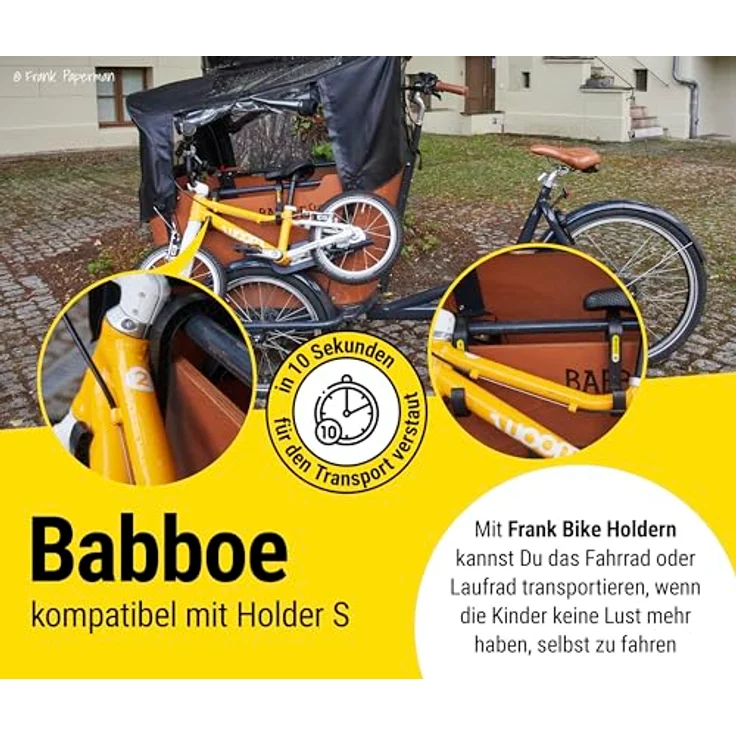 Frank Paperman Fahrradlastenanhänger Kinderfahrrad-Halterung Lastenrad Transporthaken Babboe, Bakfiets, Muli, Laufrad - Robuste Kinderfahrrad-Halterung für Lastenräder – Bild 4