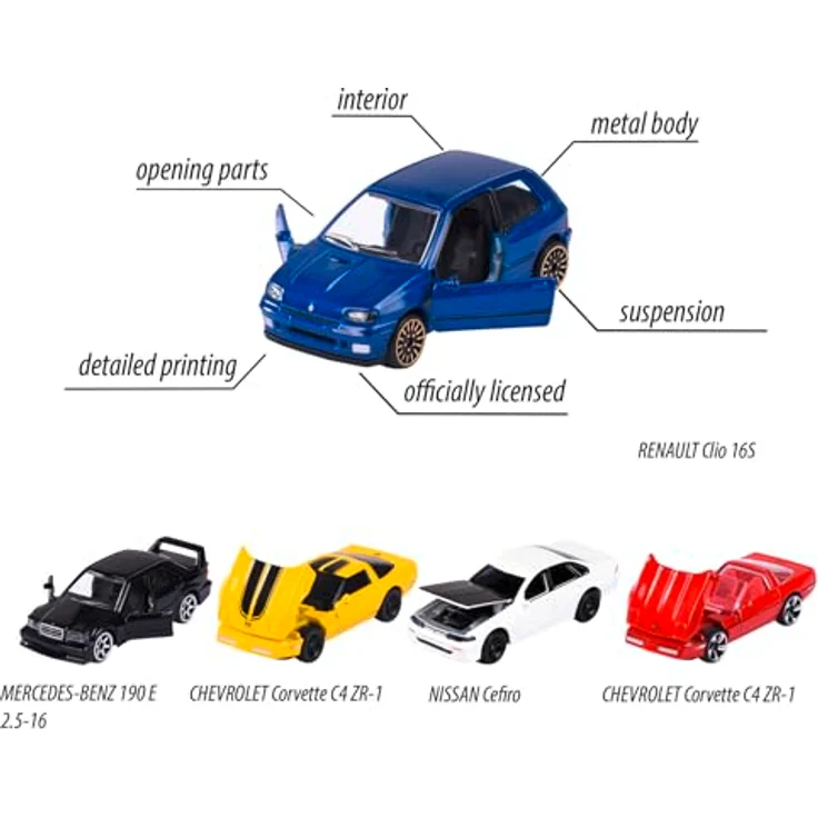 Majorette Youngster 5 Pieces Giftpack, Spielzeugauto-Set mit 5 detailgetreuen 90er Jahren Modellen, hochwertige Metallausführung, ideal für Kinder ab 3 Jahren – Bild 4