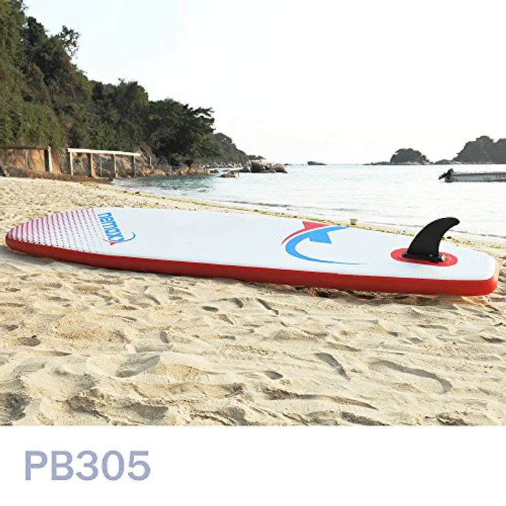 Nemaxx Unisex SUP Board, rot/blau - 305x76x10 cm, rutschfestes EVA-Deck, inkl. Teleskop-Paddel und Hochdruckpumpe – Bild 3