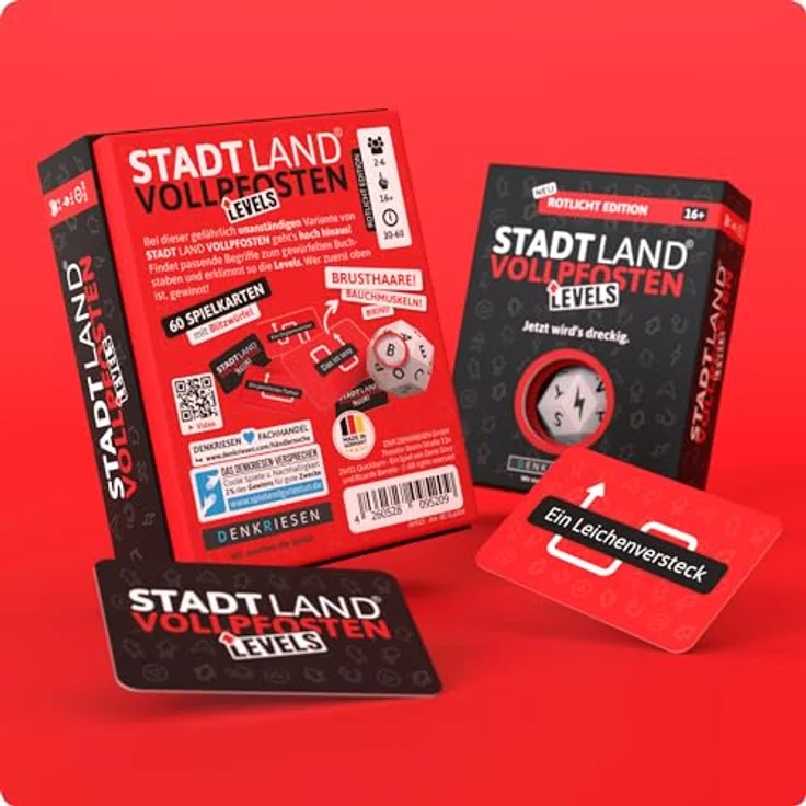 DENKRIESEN Stadt Land Vollpfosten® Levels – Rotlicht Edition | Ab 16 Jahren | 2-6 Spieler | Partyspiel mit Blitzwürfel – Bild 5