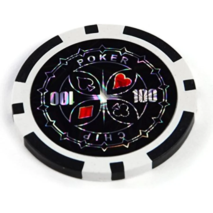 50 Poker-Chips Laser-Chips Metallkern 12g Poker Texas Hold`em Black Jack Roulette reflektierend Tokens Jetons Casino 1 Rolle Wert 1-10000 wählbar (Wert 100) – Bild 2