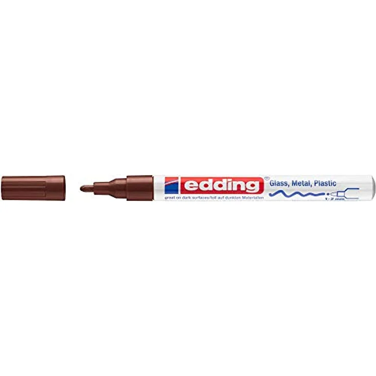 edding 751 Glanzlackmarker - braun - 1 Lackmarker - Rundspitze 1-2 mm - Lackstift für Glas, Stein, Holz, Kunststoff und Papier - wasserfest, stark deckend – Bild 2