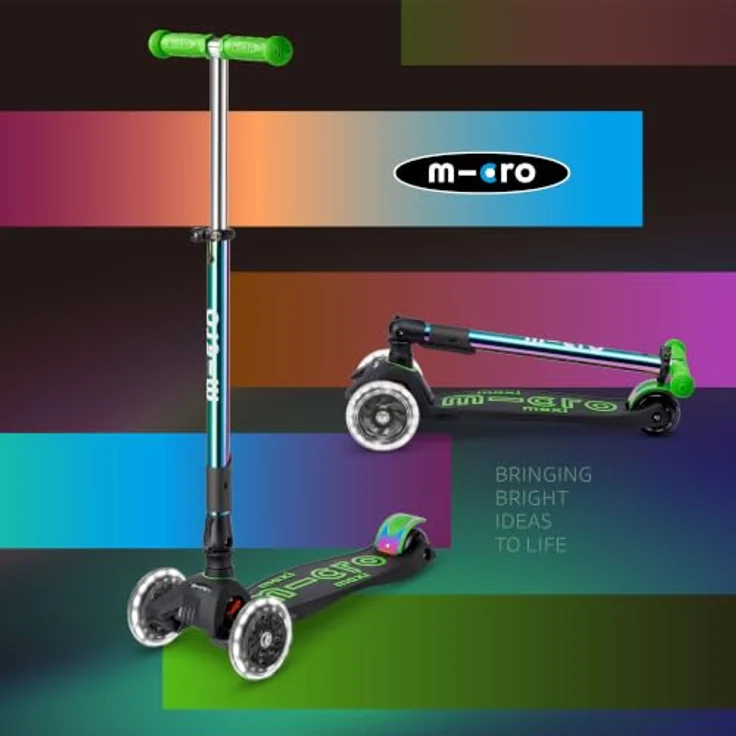 Micro Mobility Maxi Micro Deluxe Foldable LED Neochrome, Dreiradroller mit Klappmechanismus und beleuchteten Rädern, bis 50 kg, Kinder, Jungen/Mädchen – Bild 5