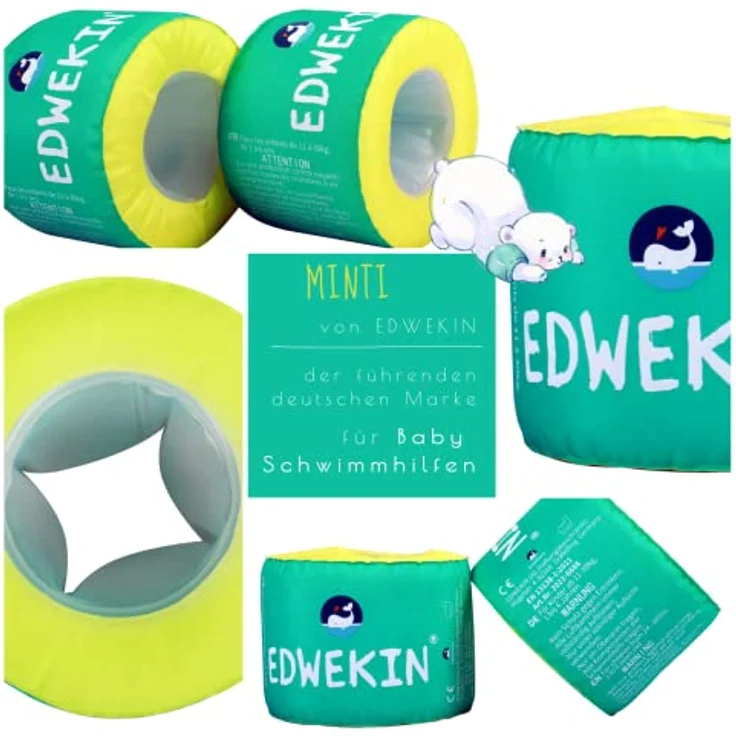 EDWEKIN® Schwimmflügel für Kinder mit Schaumkern und Stoffoberfläche; Schwimmhilfe für Babys und Kleinkinder von 1 bis 6 Jahren; Perfekte Schwimmlernhilfe mit stilvollem Design für Mädchen und Jungs – Bild 4