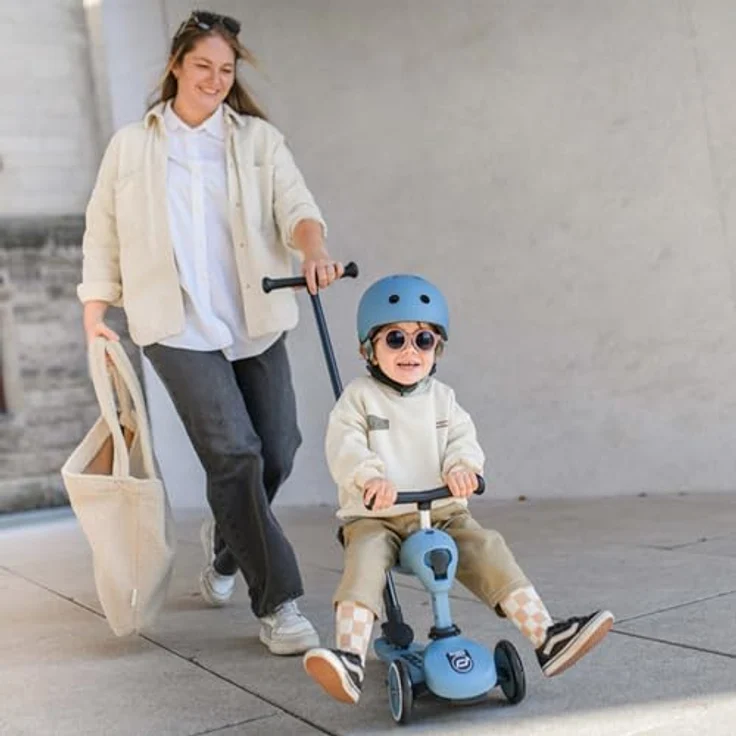 Scoot & Ride Highwaykick 1 Push and Go Kickboard mit Sitz Kinderroller Scooter 2in1 Laufrad mit Lenkstange ab 1 2 Jahren mitwachsend Höhenverstellbar werkzeuglos (Steel) - Scoot & Ride Highwaykick 1, 2 in 1 Kinderkickboard-Laufrad, mitwachsend, hochwertige Materialien – Bild 5