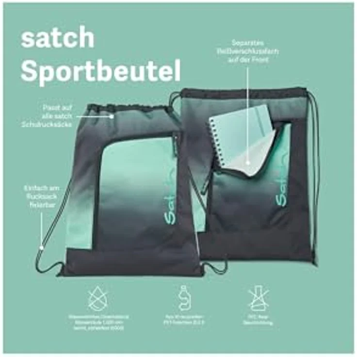 Satch Turnbeutel Sportbeutel, wasser- und schmutzabweisend aus recyceltem Polyester – Bild 3