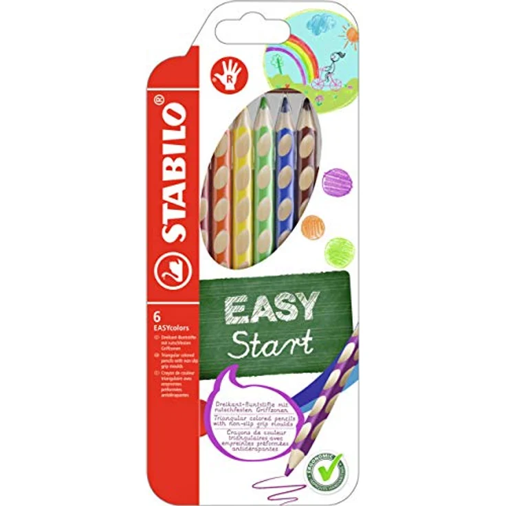 Ergonomischer Buntstift für Rechtshänder - STABILO EASYcolors - 6er Pack - mit 6 verschiedenen Farben – Bild 1