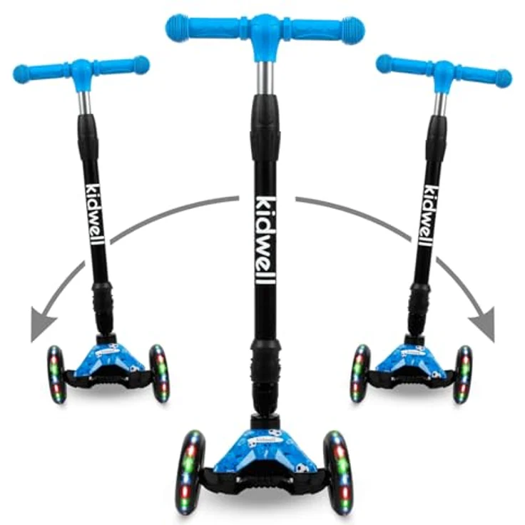 COIL Kinderroller, Dreiradscooter, Tretroller, Dreirad-Balance-Roller, Cityroller VENTO, ABEC-7-Lager, 3-stufige Lenkradverstellung, LED-Räder, Blau – Bild 6