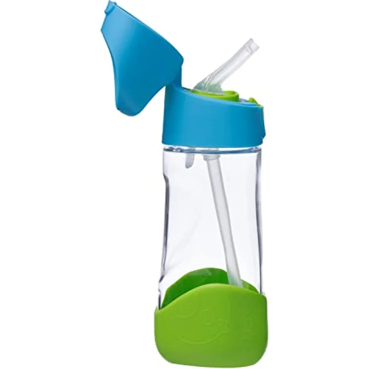 b.box TritanTM Wasser und Trinkflasche Kinder | Griffige Trinkflasche Kinder Auslaufsicher | Ideal Nach Strohhalm-Trinklernbecher | 450 ml, Blau – Bild 1