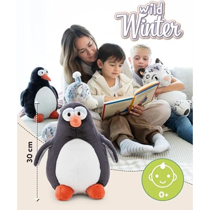NICI Pinguin Jorge Thunder, Kuscheltier 30cm, grau, weiches Plüschtier aus recyceltem Material – ideal zum Kuscheln & Spielen, tolles Geschenk für Kinder & Erwachsene - 62423 – Bild 2