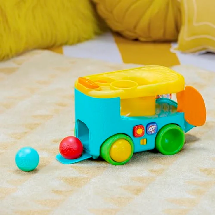 Bright Starts Pop & Roll Safari Bus, Lernspielzeug mit Licht und Sound, inklusive Bälle und Tropengeräuschen – Bild 8