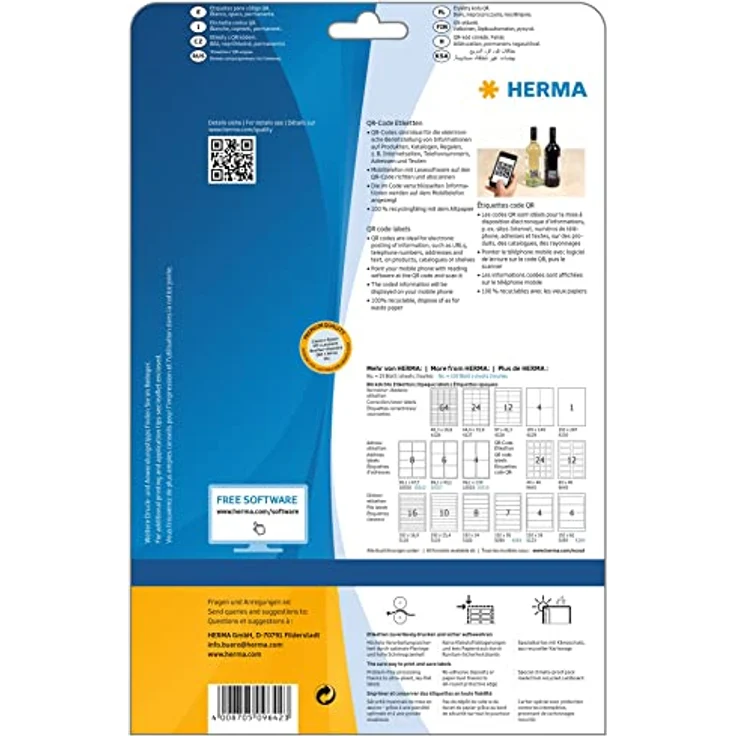 HERMA QR-Code-Etiketten 9642, 600 Stück, selbstklebend, weiß, 40,0 x 40,0 mm, FSC®-zertifiziert – Bild 2